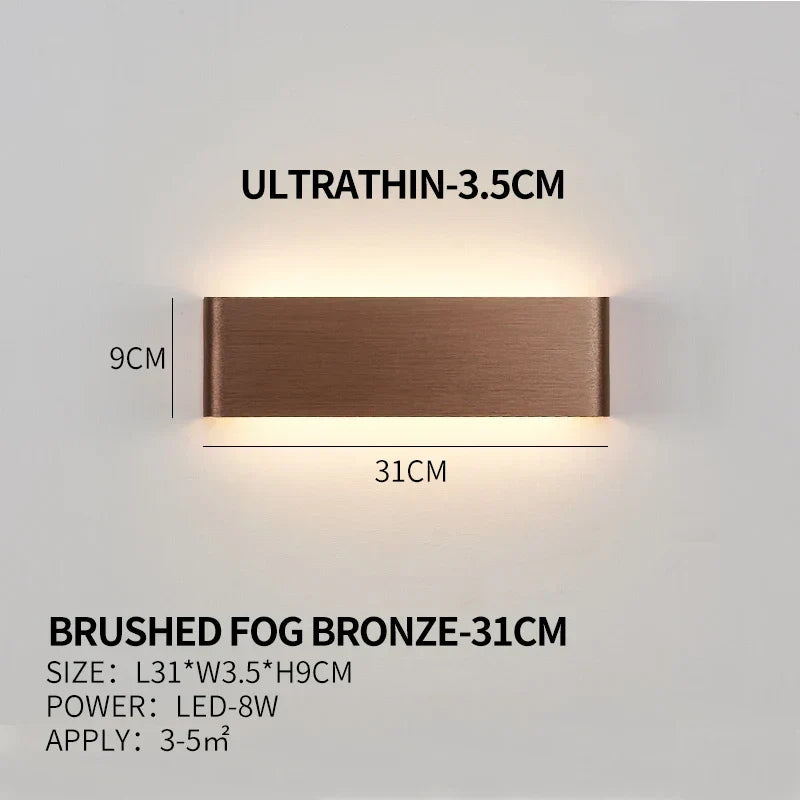 Ultradünne Design Wandleuchte APHRODITE — Moderne Aluminium LED-Wandbeleuchtung mit Acrylschirm - Lamylie