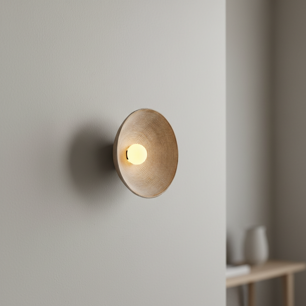 Lampa ścienna Luma — minimalistyczny design inspirowany Japonią, zaokrąglona forma, miękkie rozpraszanie światła