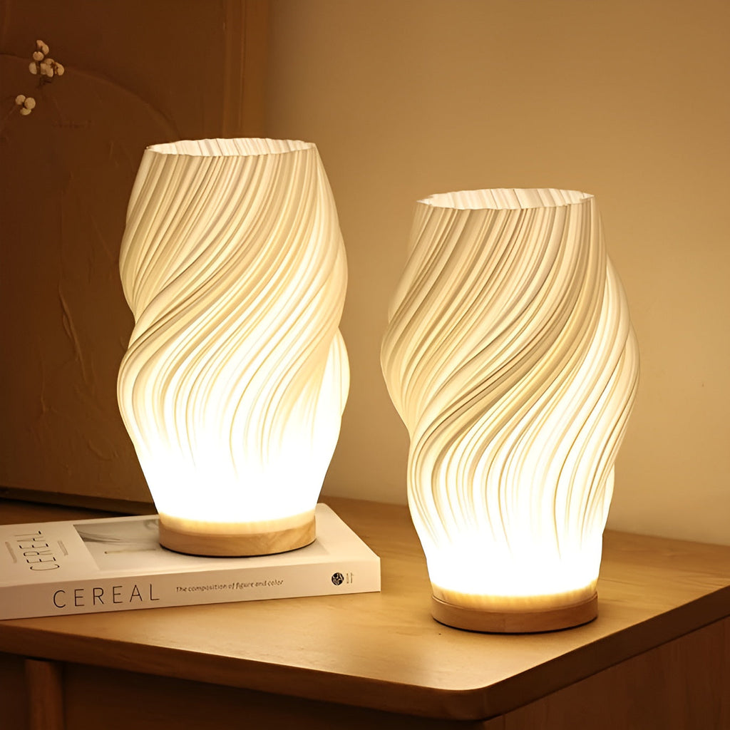 DreamWave - Lampe 3D moderne couleur crème, avec base métallique élégante - Lamylie
