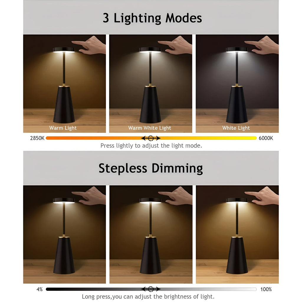 Elegante Lampe – Kabellose Luxus-LED-Tischlampe für moderne Atmosphäre - Lamylie