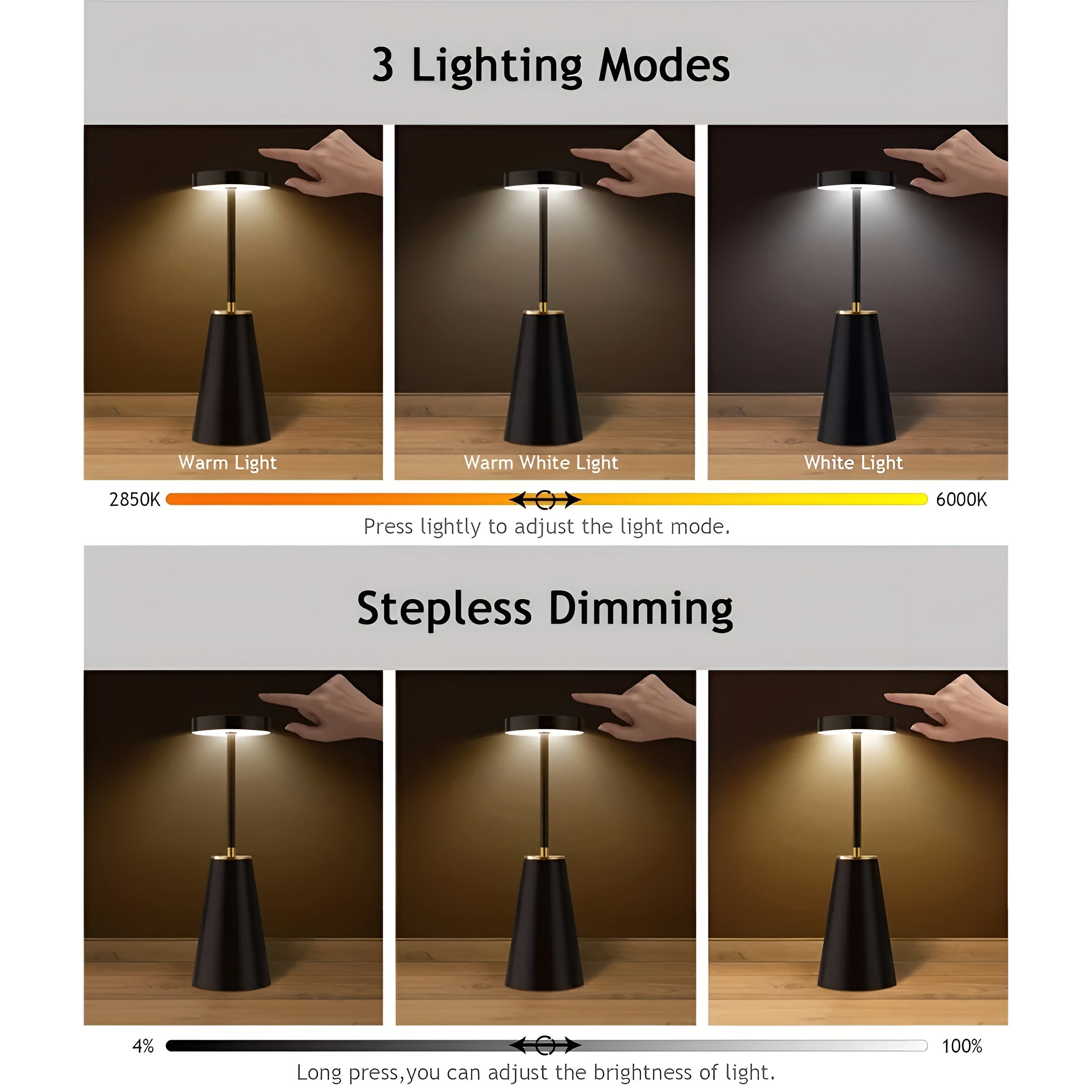 Elegante Lampe – Kabellose Luxus-LED-Tischlampe für moderne Atmosphäre - Lamylie