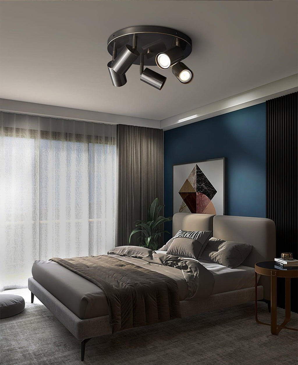 Ceiling Lamp Metal Floor Lamp with Brass Finish Industrial Chandelier 3 or 5 Light Points GU10 Fitting 25W per Lamp Modern Pendant Lamp Copper Color Black - Lamylie