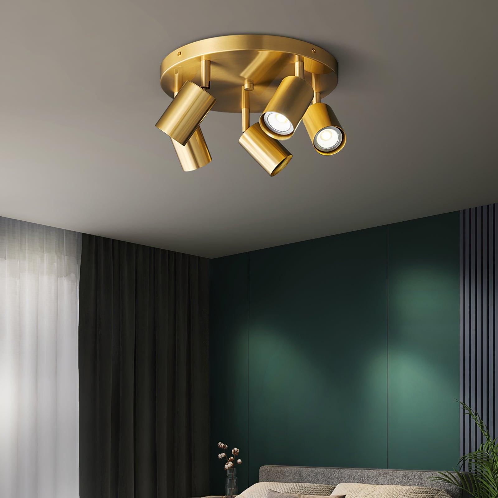 Deckenleuchte Metall Stehleuchte mit Messing-Finish Industrieller Kronleuchter 3 oder 5 Lichtpunkte GU10 Fassung 25W pro Lampe Moderne Pendelleuchte Kupferfarbe Schwarz - Lamylie