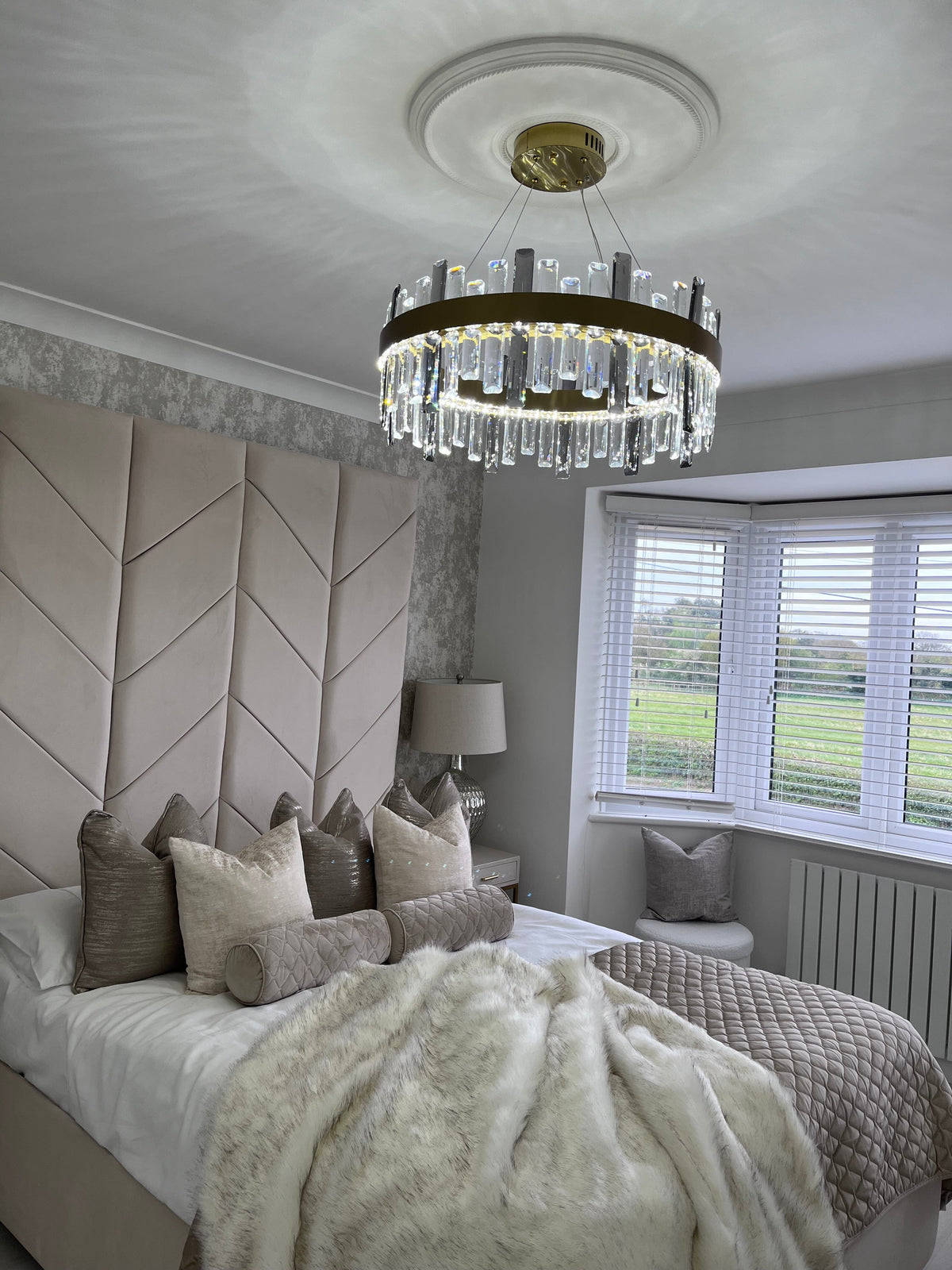 Liora Gold Plated Stainless Steel Crystal Pendant Chandelier