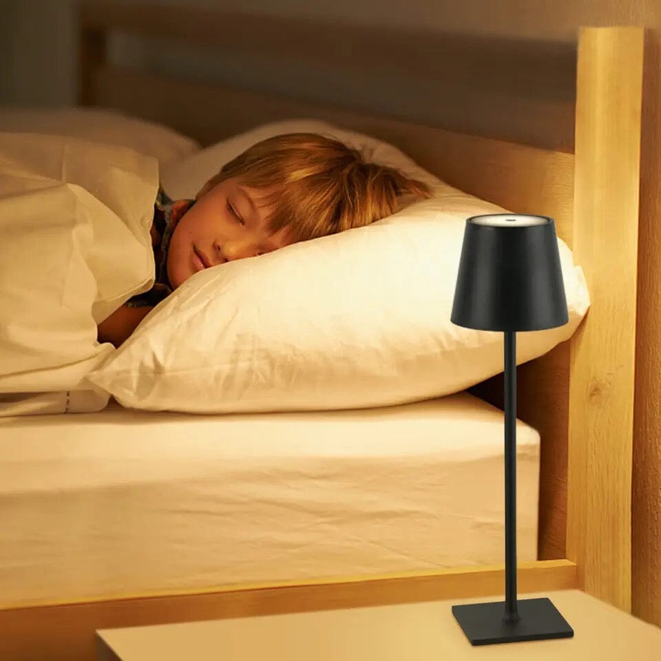 Lámpara de mesa LED inalámbrica HaloLux – Controles táctiles regulables, recargable