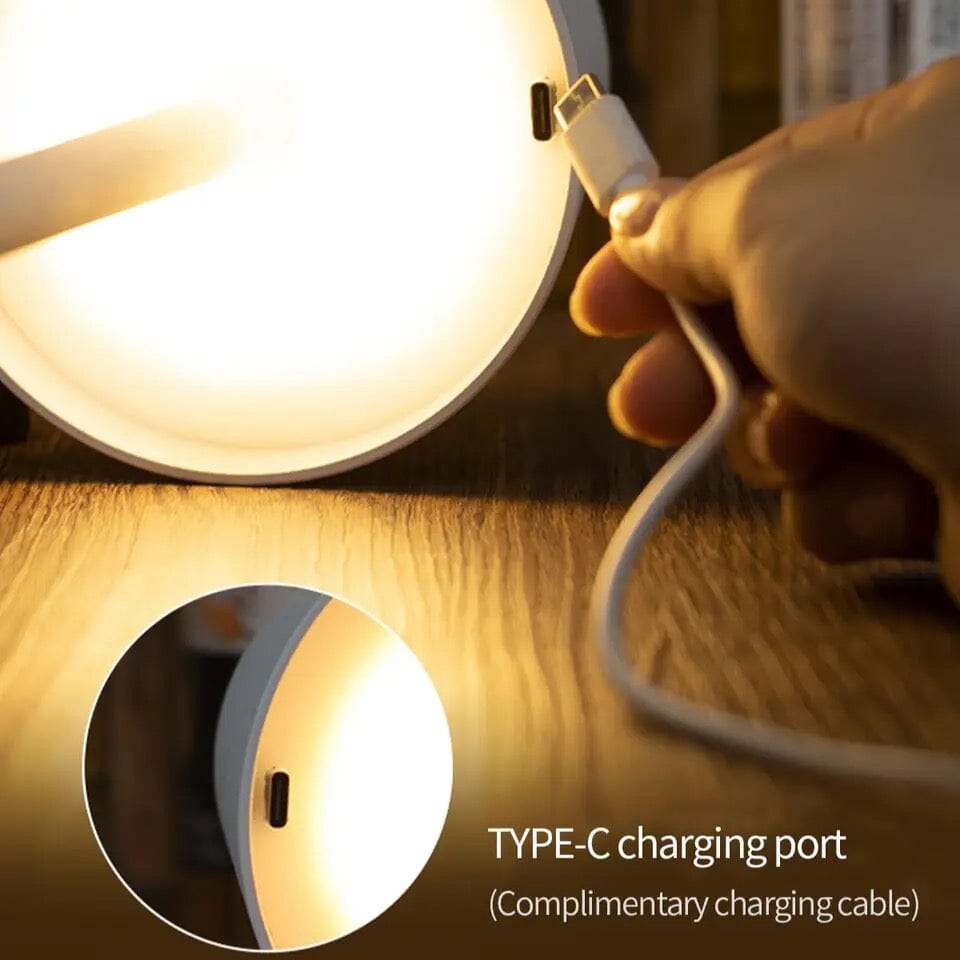 Lámpara de mesa LED inalámbrica HaloLux – Controles táctiles regulables, recargable