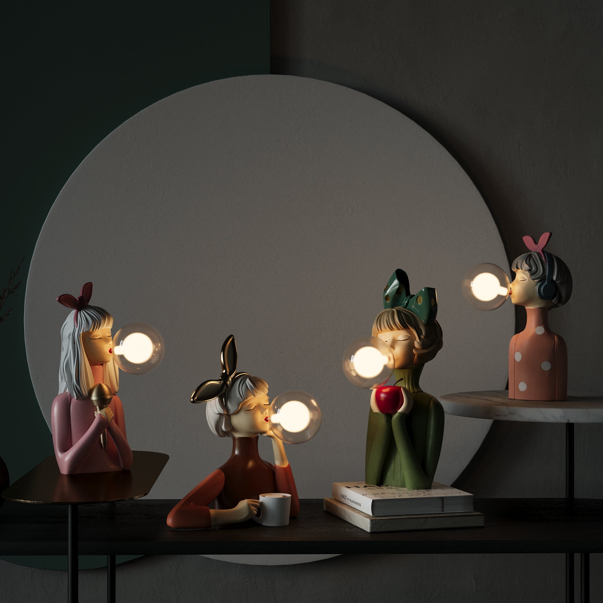 Artisan Table Lamp Handmade Resin & Glass USB Rechargeable - Lamylie
