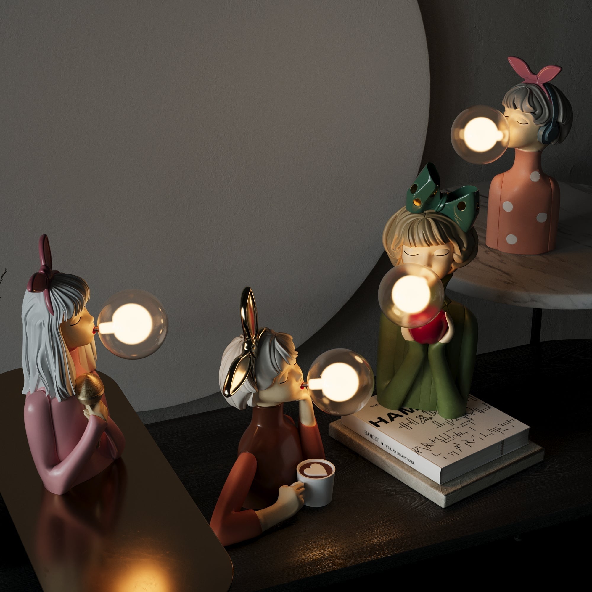Artisan Table Lamp Handmade Resin & Glass USB Rechargeable - Lamylie