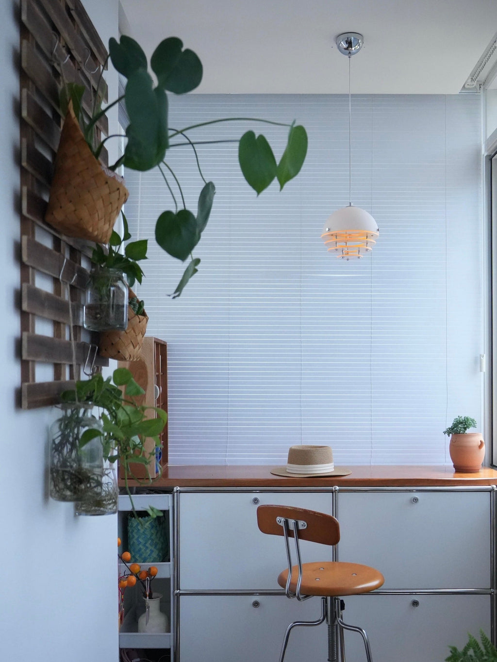 Stylish Pendant Lamp Bauhaus Design Orange-White Ambient Lighting for Modern Interiors - Lamylie