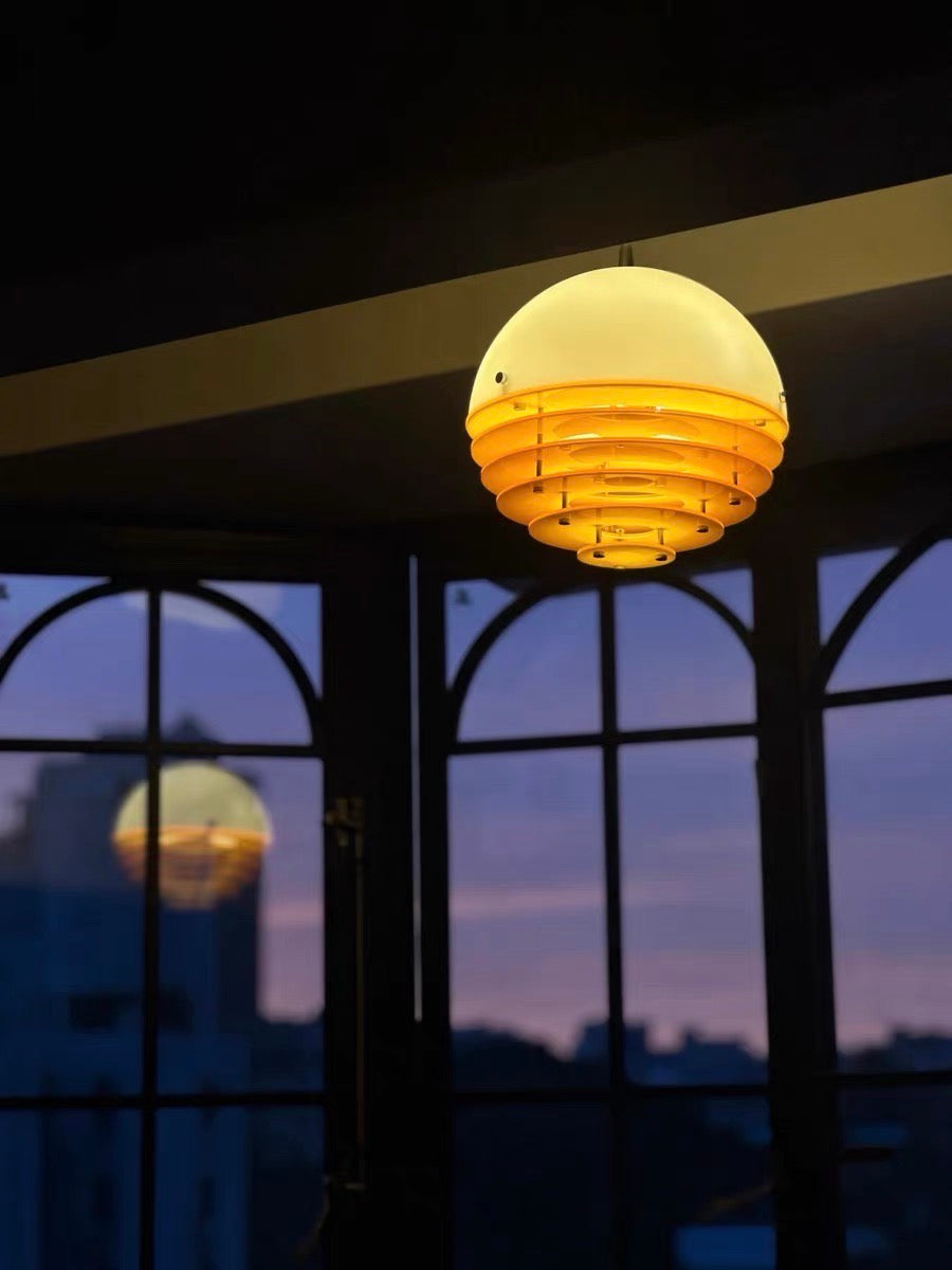 Stylish Pendant Lamp Bauhaus Design Orange-White Ambient Lighting for Modern Interiors - Lamylie