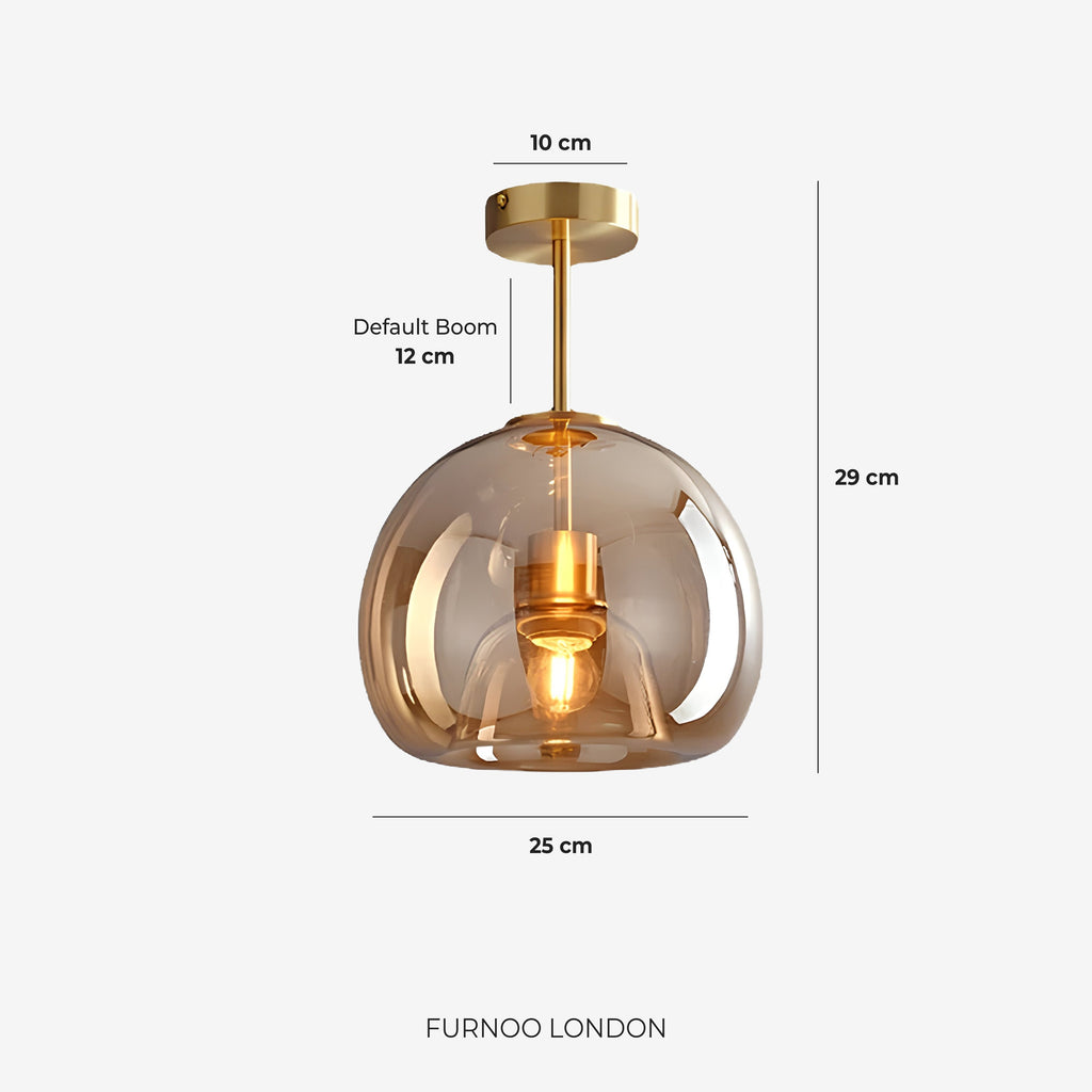 Thyra Pendelleuchte | Getöntes Glas Skulpturale Beleuchtung Warmes Diffuses Licht Bernstein Rauchgrau | Typ A 25cm Typ B 29cm - Lamylie