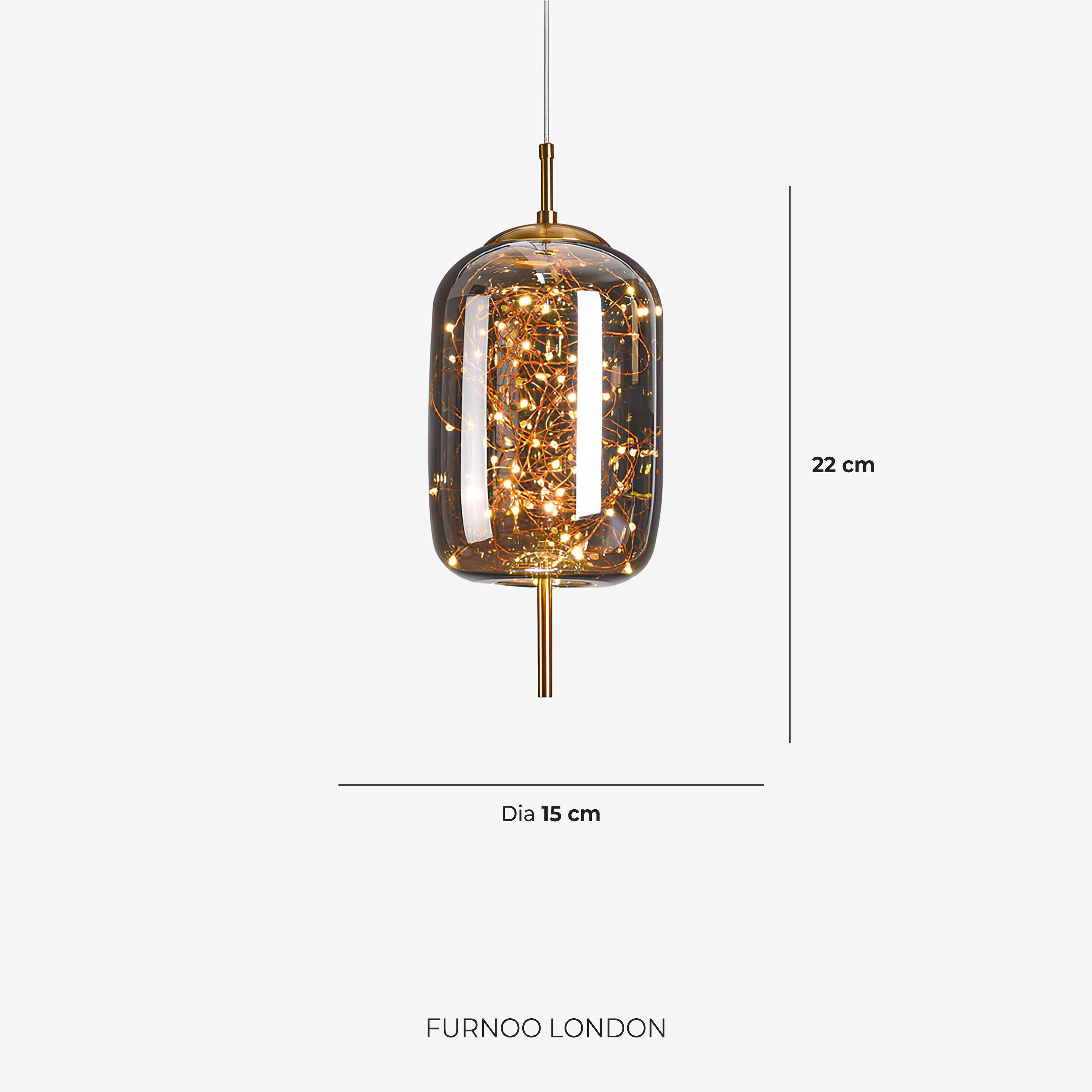 Glass Pendant Lamp LIV with Smoky Finish and Warm White Light | Scandinavian Design with Handcrafted Glass | 3 Sizes Available - Lamylie