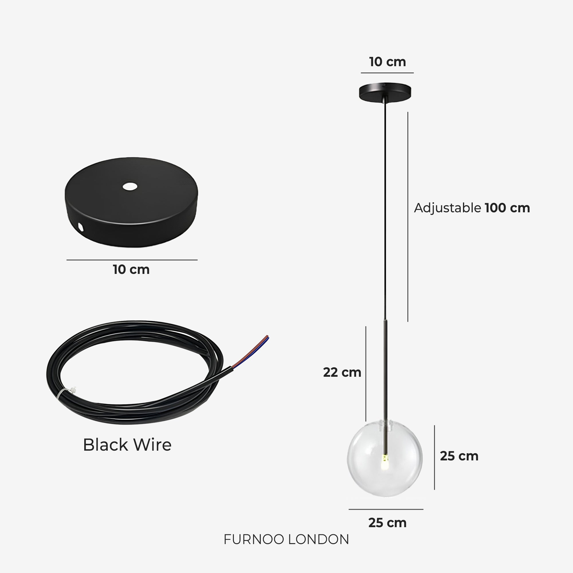 Glass Pendant Lamp Ball Brass Chrome Black Modern Design Warm White 3000K 15cm 20cm 25cm Ceiling Lighting Dining Room - Lamylie