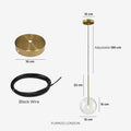 Glas-Pendelleuchte Kugel Messing Chrom Schwarz Modernes Design Warmweiß 3000K 15cm 20cm 25cm Deckenbeleuchtung Esszimmer - Lamylie