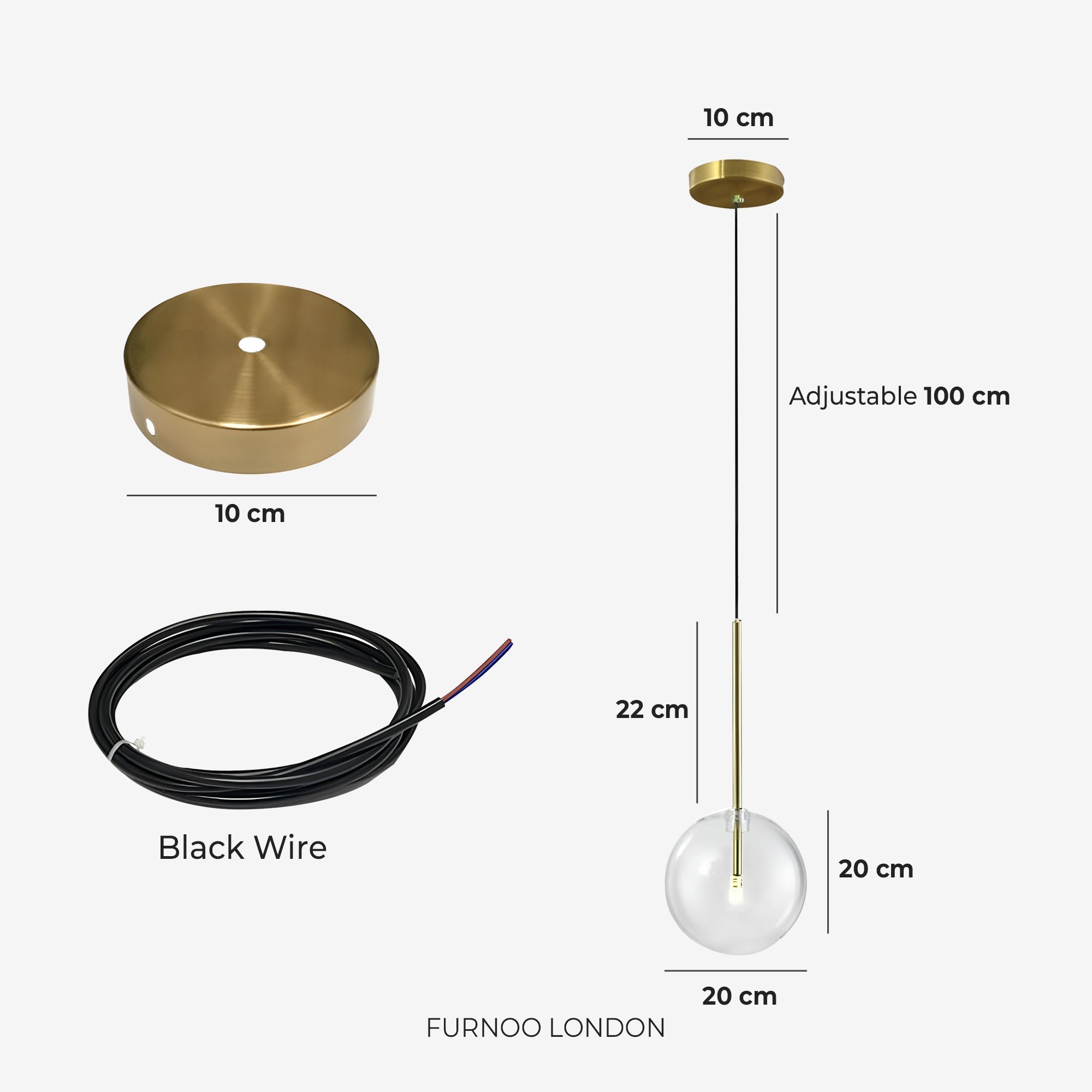 Glass Pendant Lamp Ball Brass Chrome Black Modern Design Warm White 3000K 15cm 20cm 25cm Ceiling Lighting Dining Room - Lamylie