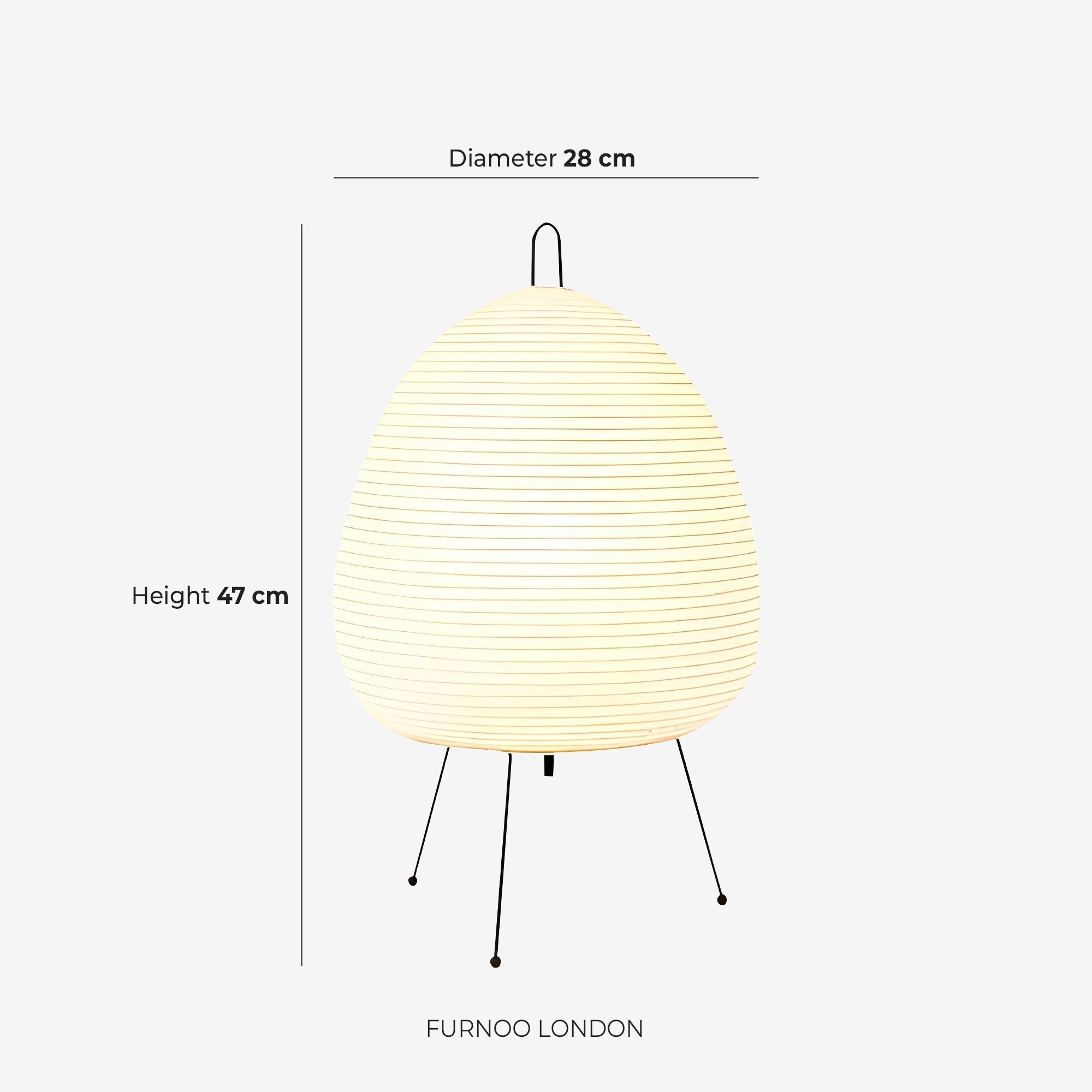 Japanische Tischlampe Sakura mit Reispapier & Dreibein | Minimalistisches Design Warmweißes Licht | Ø28cm H48cm - Lamylie