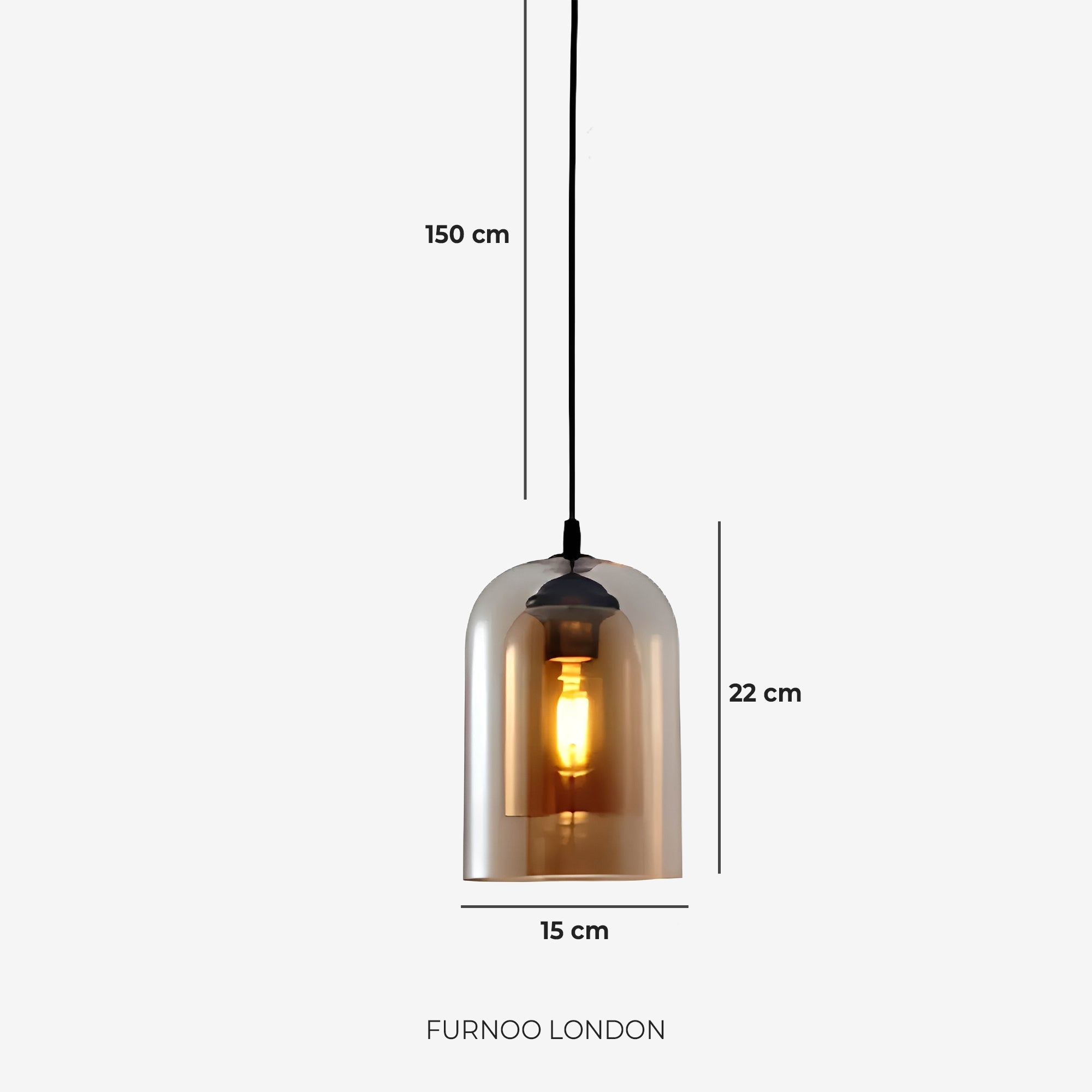 Glass Pendant Lamp Ginza with Curved Shape and Soft Ambient Lighting Warm White | E27 Socket Included Dimmable Compatibility - Lamylie