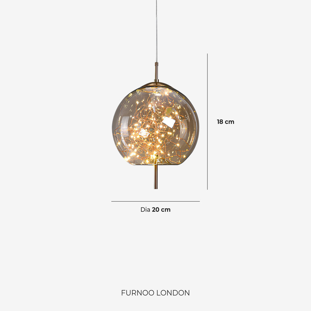 Glas-Pendelleuchte LIV mit rauchigem Finish und warmweißem Licht | Skandinavisches Design mit handgefertigtem Glas | 3 Größen verfügbar - Lamylie