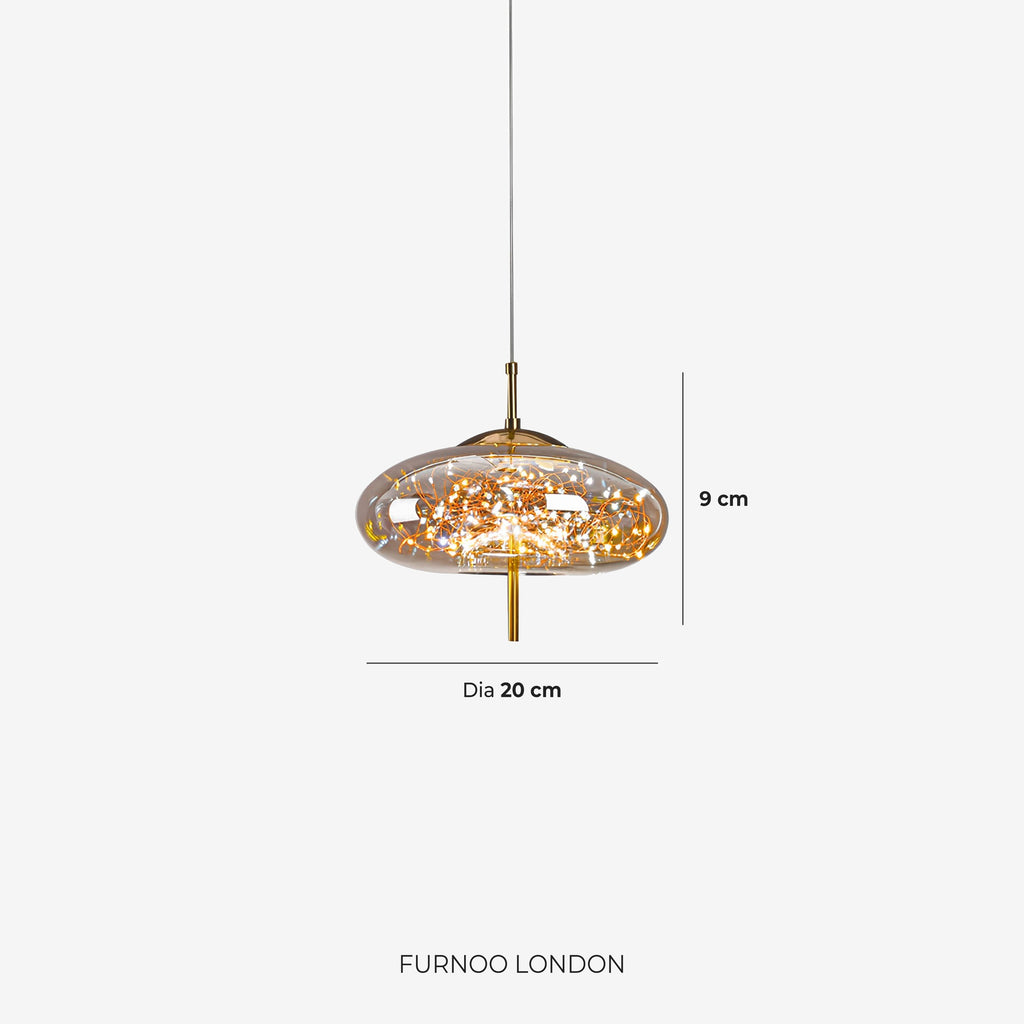 Glas-Pendelleuchte LIV mit rauchigem Finish und warmweißem Licht | Skandinavisches Design mit handgefertigtem Glas | 3 Größen verfügbar - Lamylie