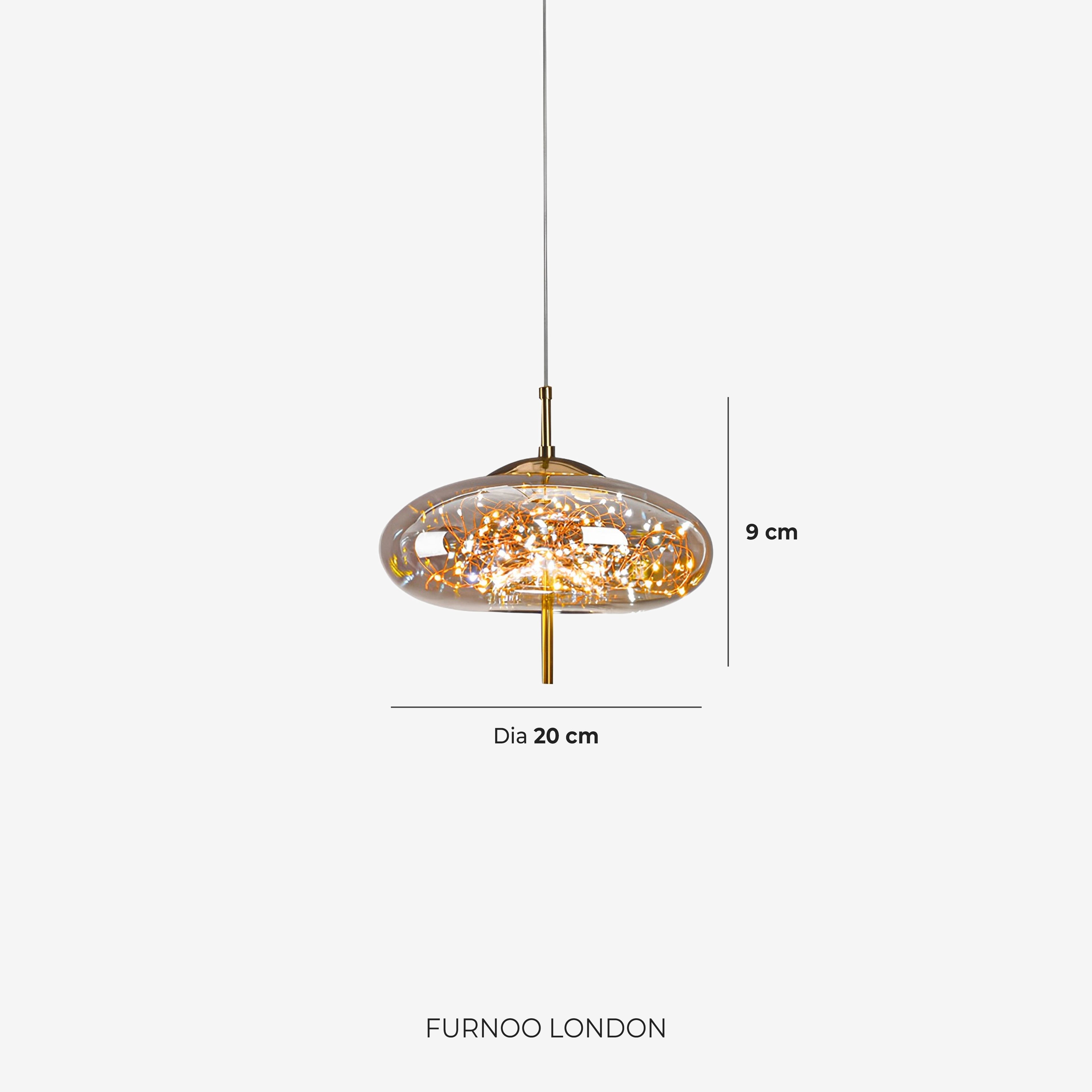 Glass Pendant Lamp LIV with Smoky Finish and Warm White Light | Scandinavian Design with Handcrafted Glass | 3 Sizes Available - Lamylie