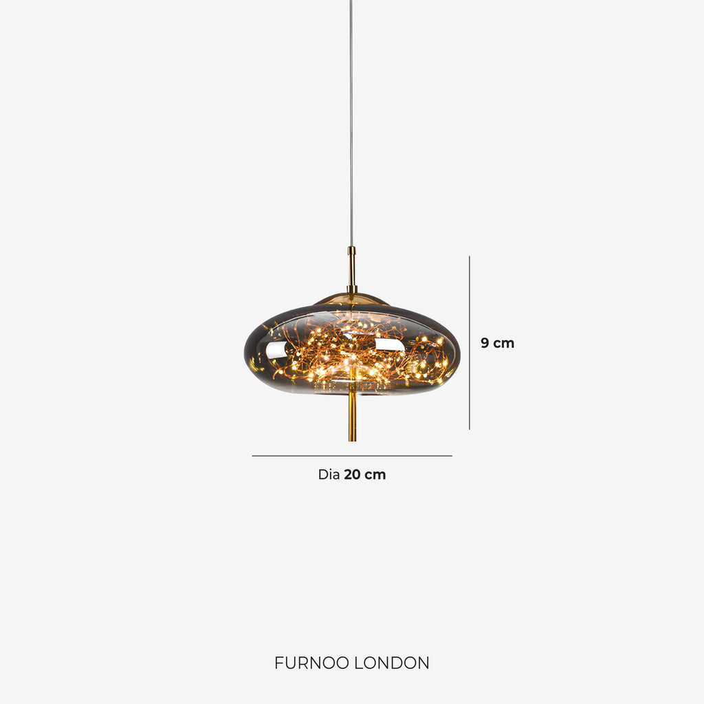 Glas-Pendelleuchte LIV mit rauchigem Finish und warmweißem Licht | Skandinavisches Design mit handgefertigtem Glas | 3 Größen verfügbar - Lamylie