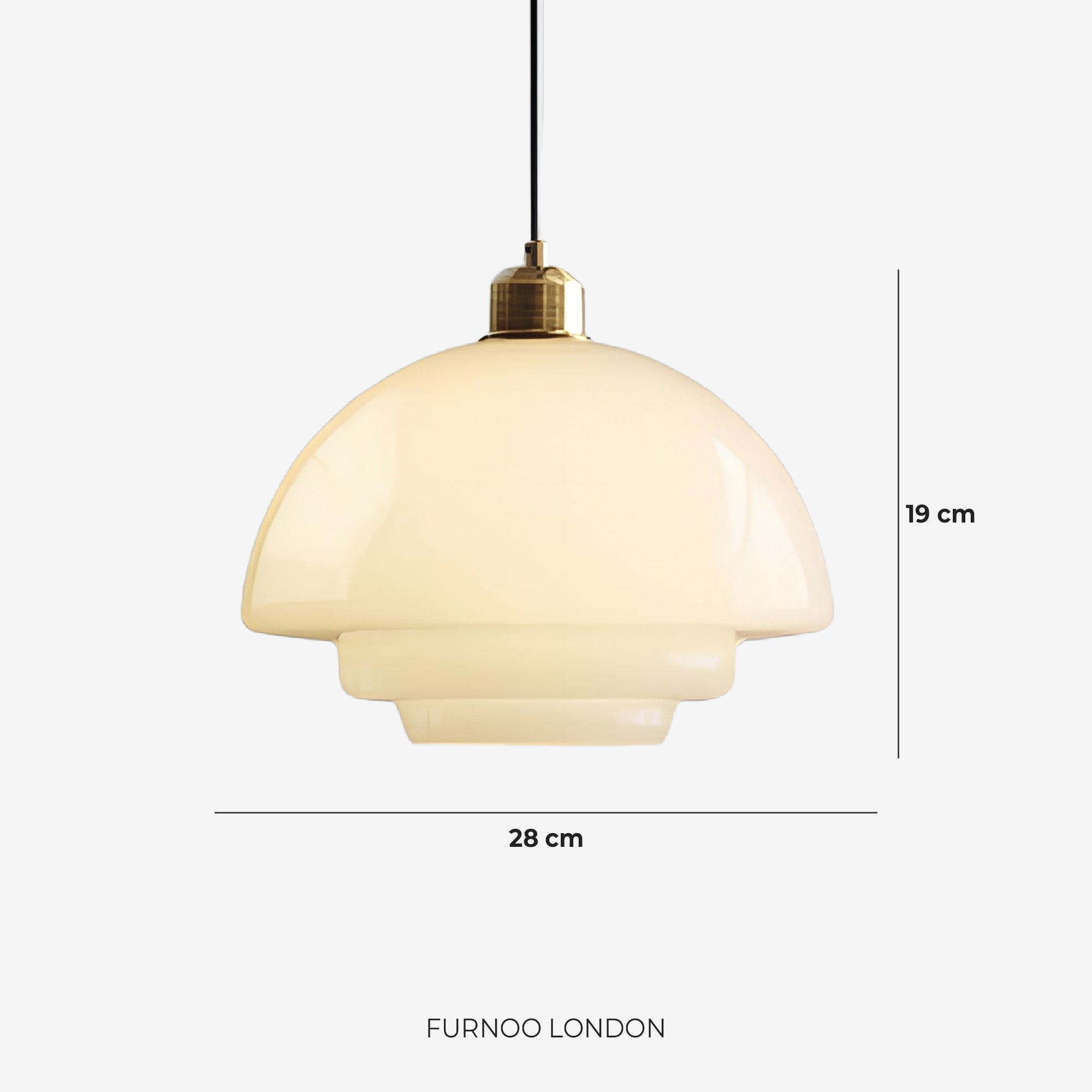 TINA Pendant Lamp | Mid-Century Milk White Glass with Brushed Brass | Modern Dining & Kitchen Lighting | Adjustable | E27 Socket - Lamylie