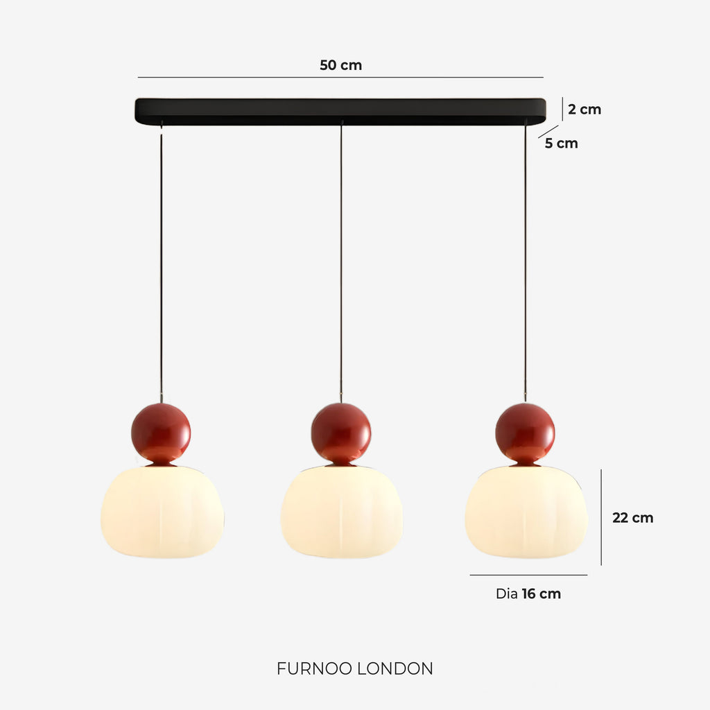 Geometric Pendant Lamp Bauhaus Design Metal Glass E27 | 1 or 3 Light Points Dimmable Ambient Lighting - Lamylie