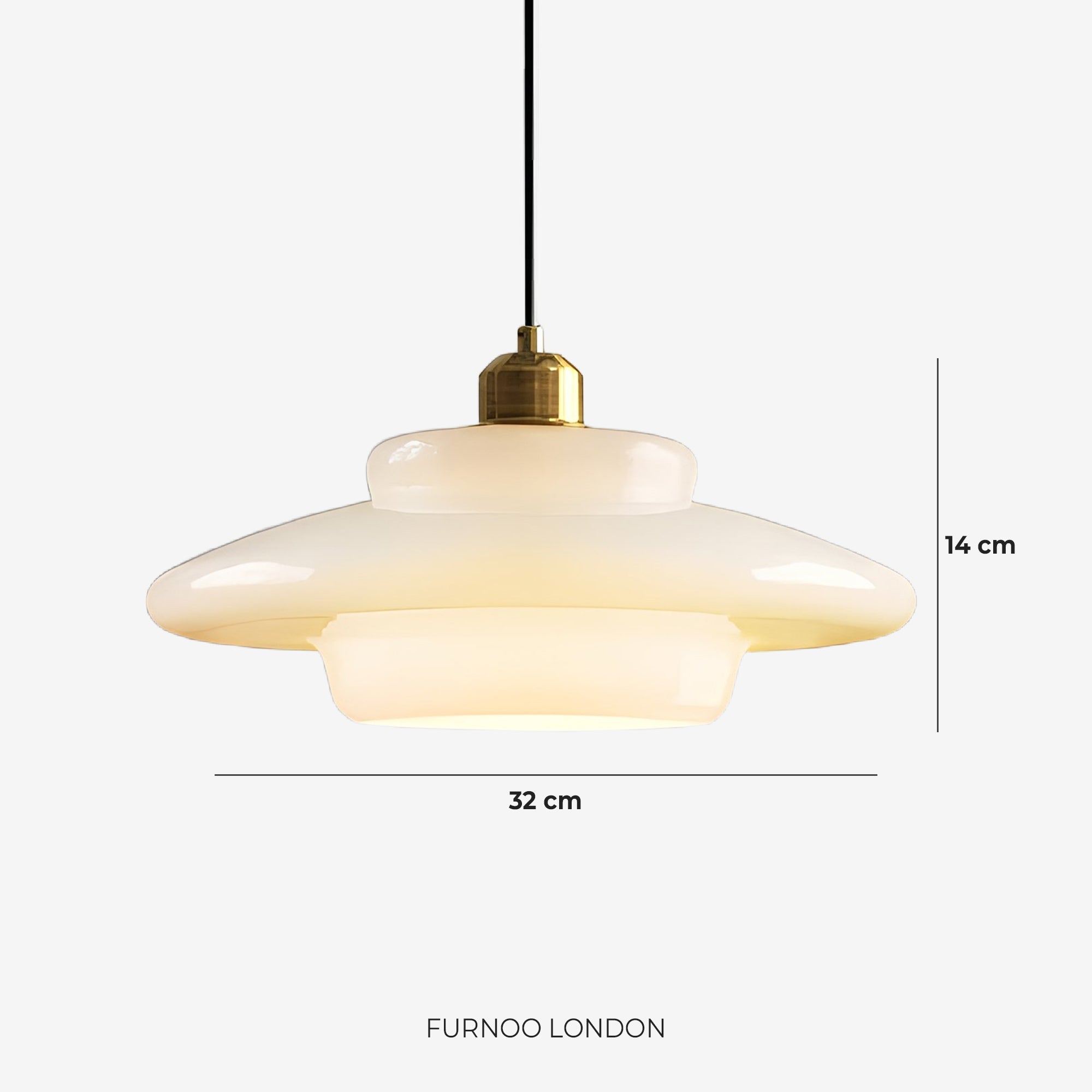 TINA Pendant Lamp | Mid-Century Milk White Glass with Brushed Brass | Modern Dining & Kitchen Lighting | Adjustable | E27 Socket - Lamylie