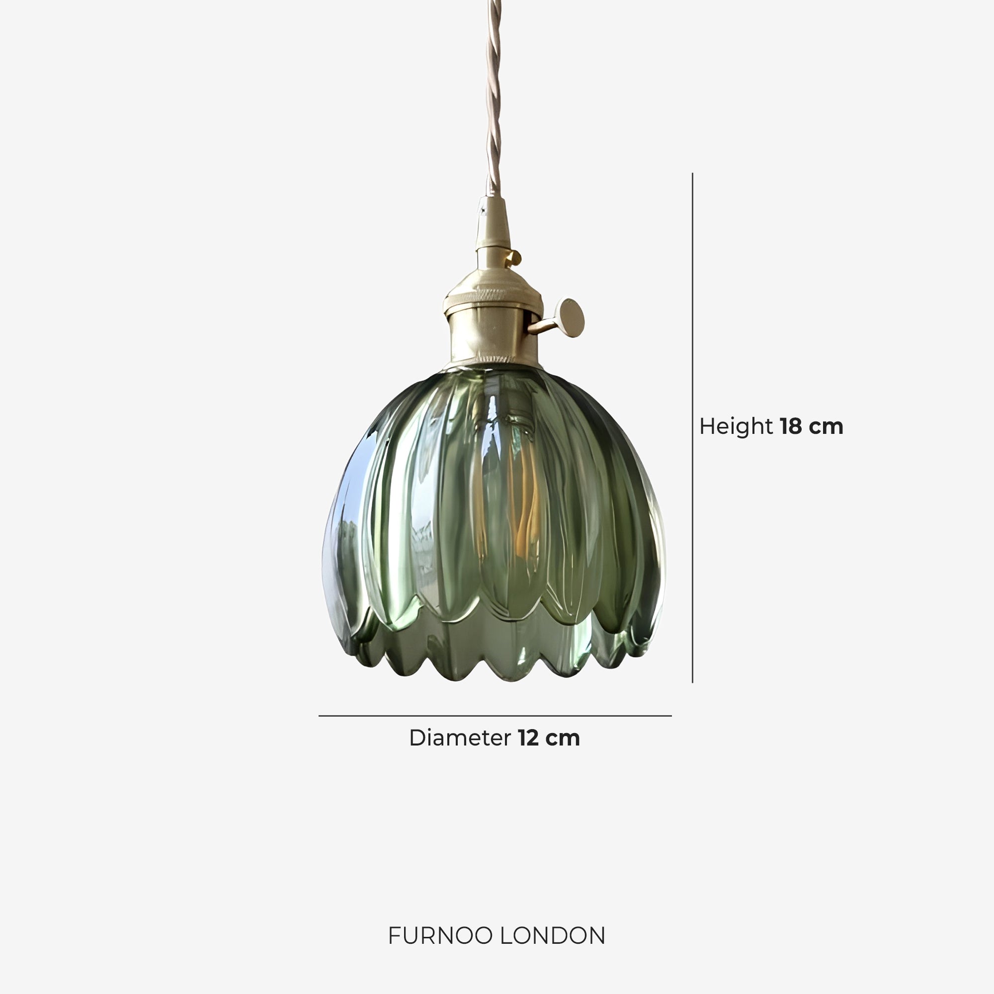 MAREN Pendant Lamp | Japanese Flower-Shaped Glass Lamp with Soft Diffuse Light | Available in Green, Transparent, Amber, and Smoke Gray | Ø12cm x H18cm - Lamylie