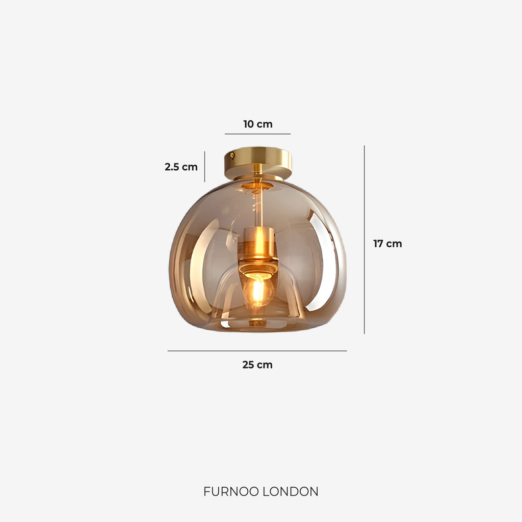 Thyra Pendelleuchte | Getöntes Glas Skulpturale Beleuchtung Warmes Diffuses Licht Bernstein Rauchgrau | Typ A 25cm Typ B 29cm - Lamylie