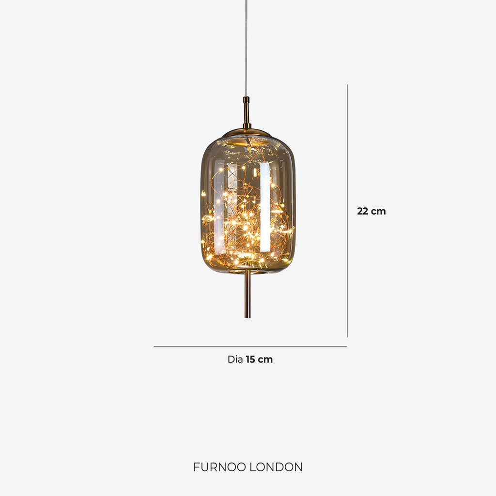 Glas-Pendelleuchte LIV mit rauchigem Finish und warmweißem Licht | Skandinavisches Design mit handgefertigtem Glas | 3 Größen verfügbar - Lamylie