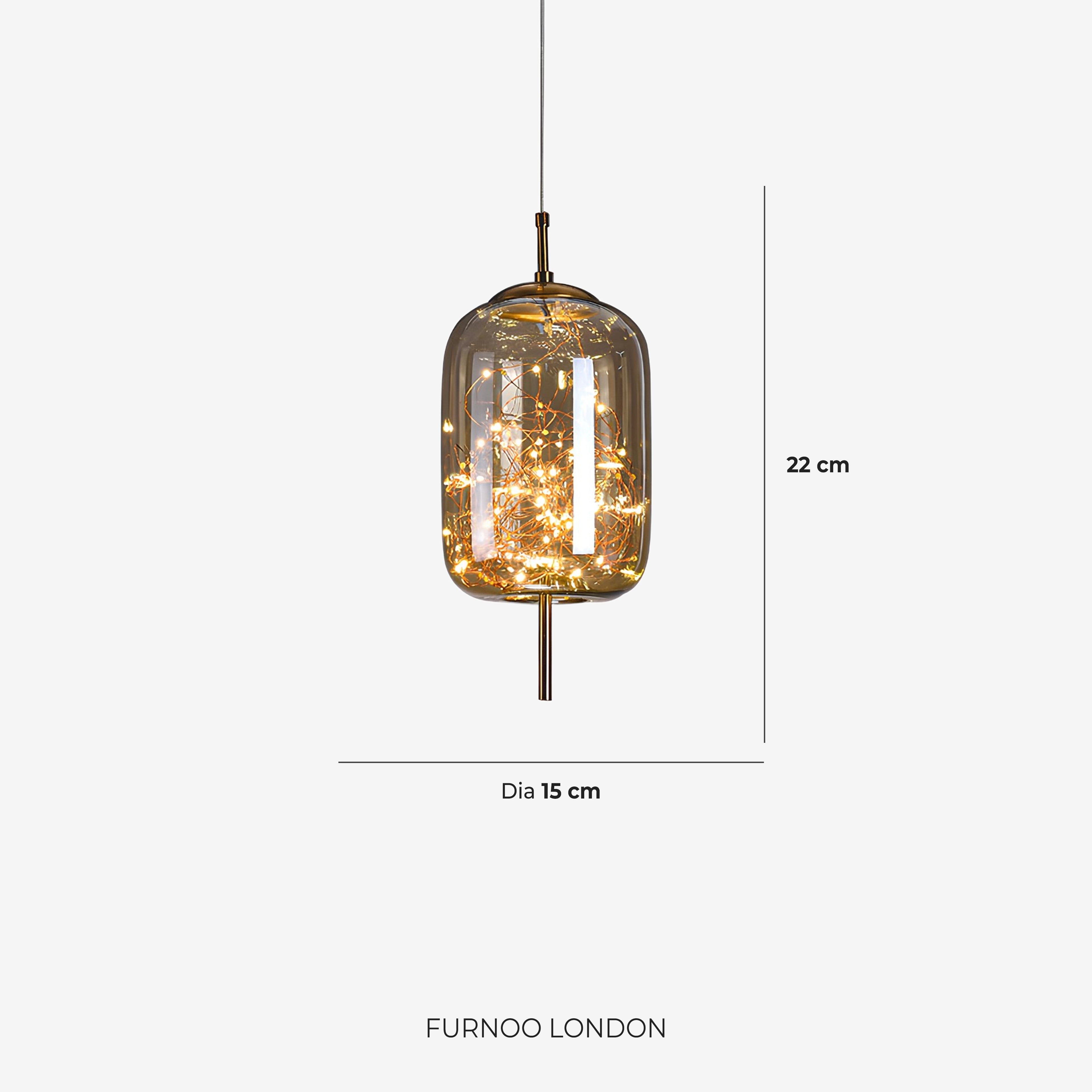 Glass Pendant Lamp LIV with Smoky Finish and Warm White Light | Scandinavian Design with Handcrafted Glass | 3 Sizes Available - Lamylie