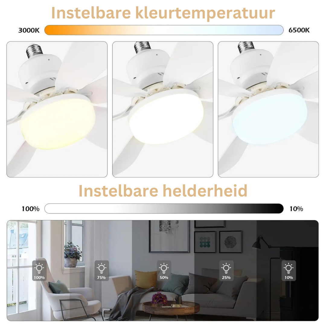 Ceiling Fan with Light | Adjustable Wind Speed & LED | 3 Speeds | Remote Control | Silent Motor | Modern Design - Lamylie