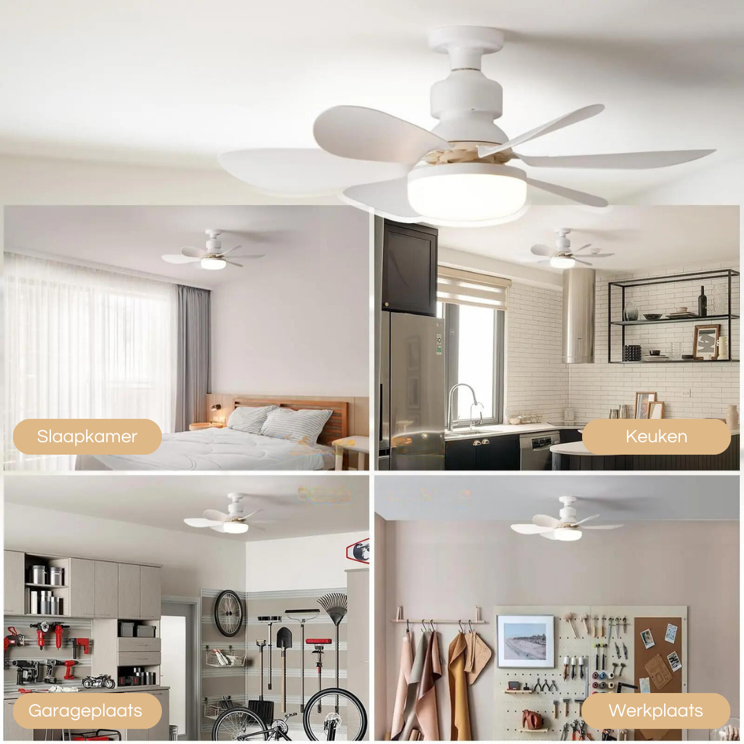 Ceiling Fan with Light | Adjustable Wind Speed & LED | 3 Speeds | Remote Control | Silent Motor | Modern Design - Lamylie