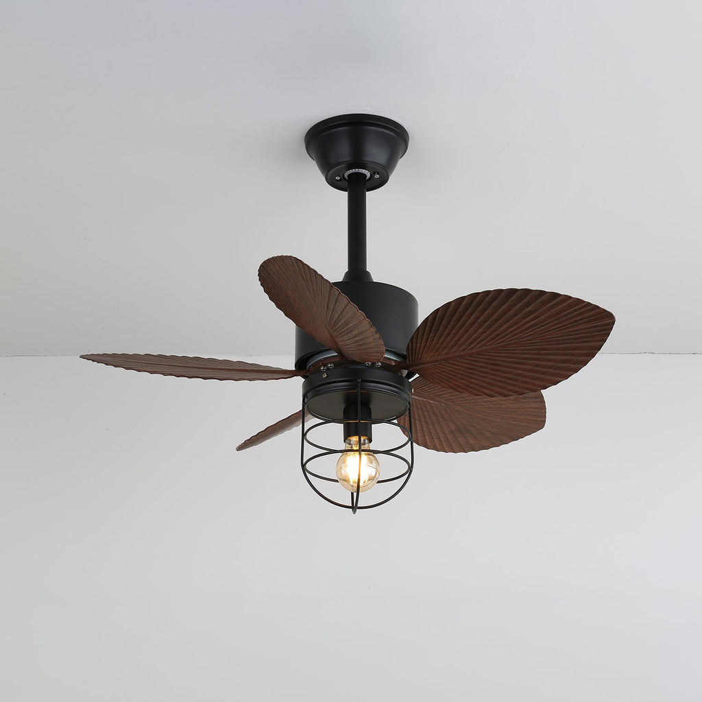 Průmyslový stropní ventilátor s osvětlením 76 cm – měděný motor, 6 rychlostí a dálkové ovládání – Lamylie