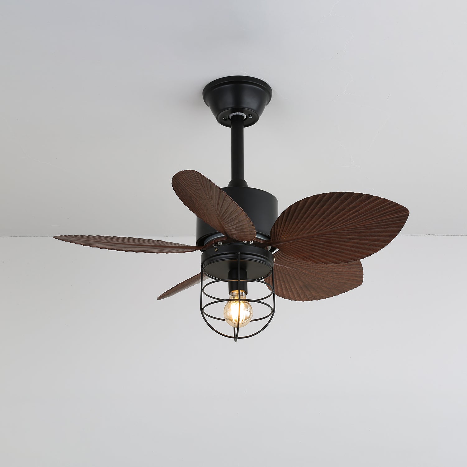Průmyslový stropní ventilátor s osvětlením 76 cm – měděný motor, 6 rychlostí a dálkové ovládání – Lamylie