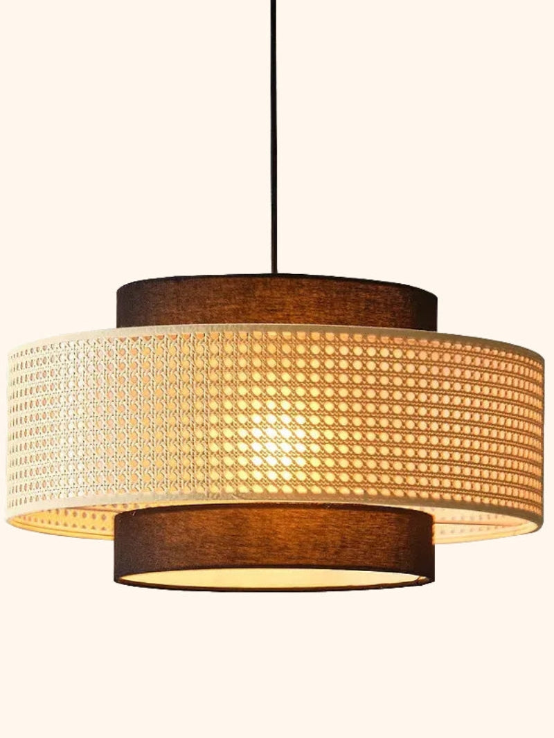 Handwoven Hemp Pendant Lamp in Zen Style | Natural Rattan Drum Lamp for Rustic Atmosphere - Lamylie
