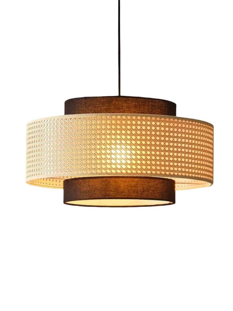Handwoven Hemp Pendant Lamp in Zen Style | Natural Rattan Drum Lamp for Rustic Atmosphere - Lamylie