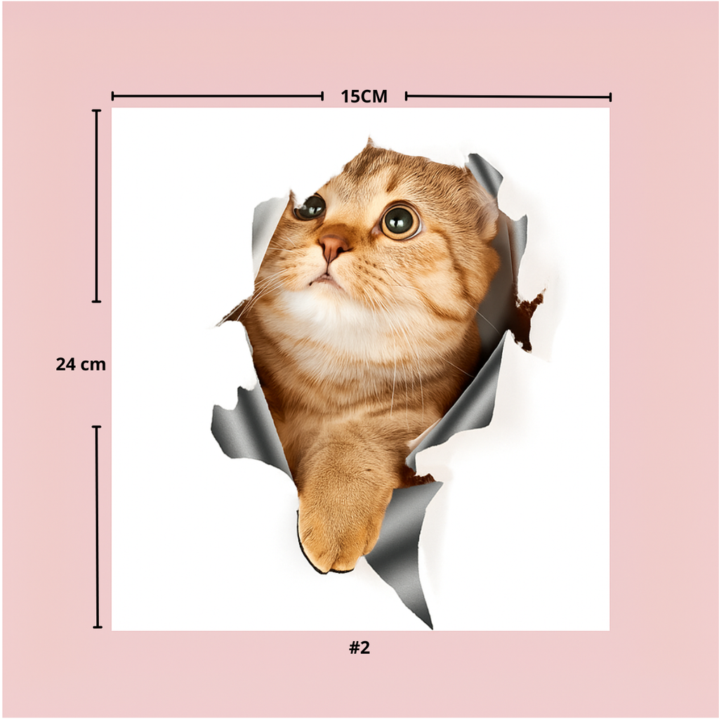 Søde 3D-vægklistermærker med katte og hunde - Lamylie