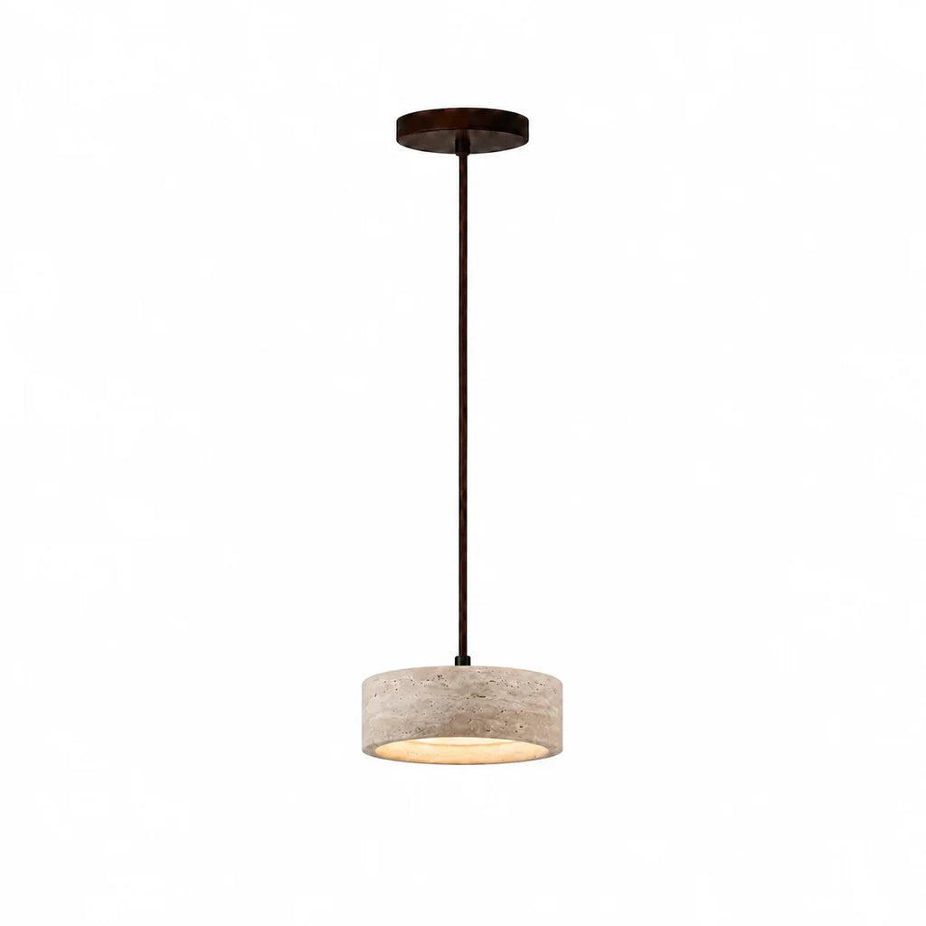 Lampă suspendată din travertin, crem vintage, din piatră naturală, în stil Wabi-Sabi, pentru sufragerie și dormitor – Lamylie