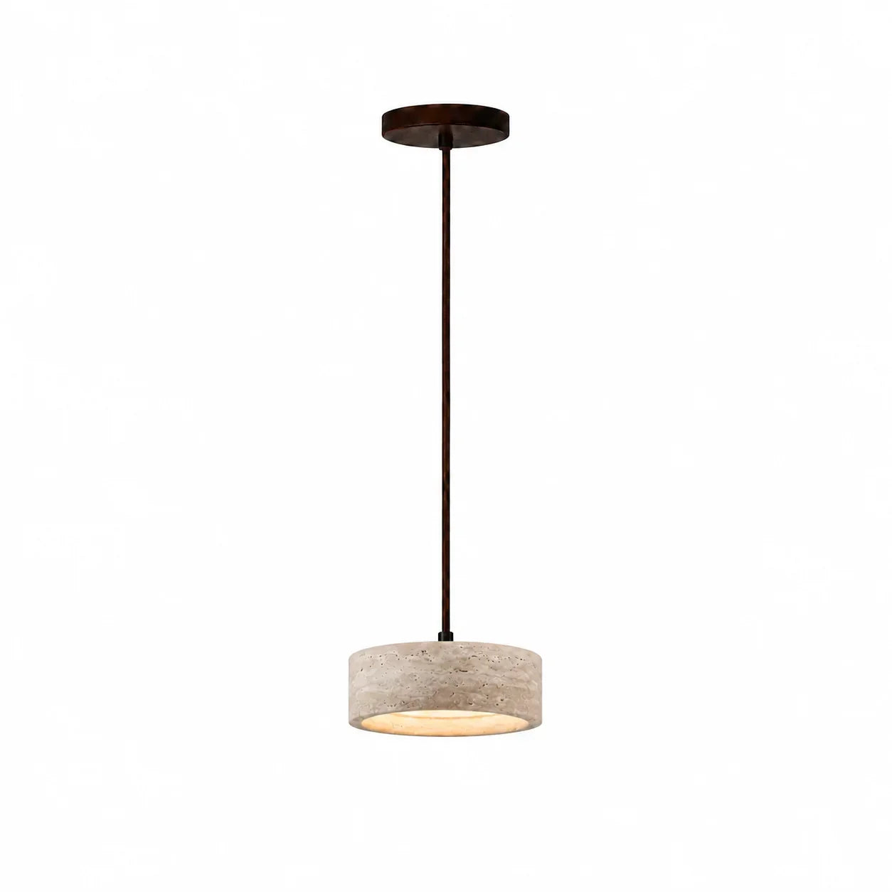 Lampă suspendată din travertin, crem vintage, din piatră naturală, în stil Wabi-Sabi, pentru sufragerie și dormitor – Lamylie