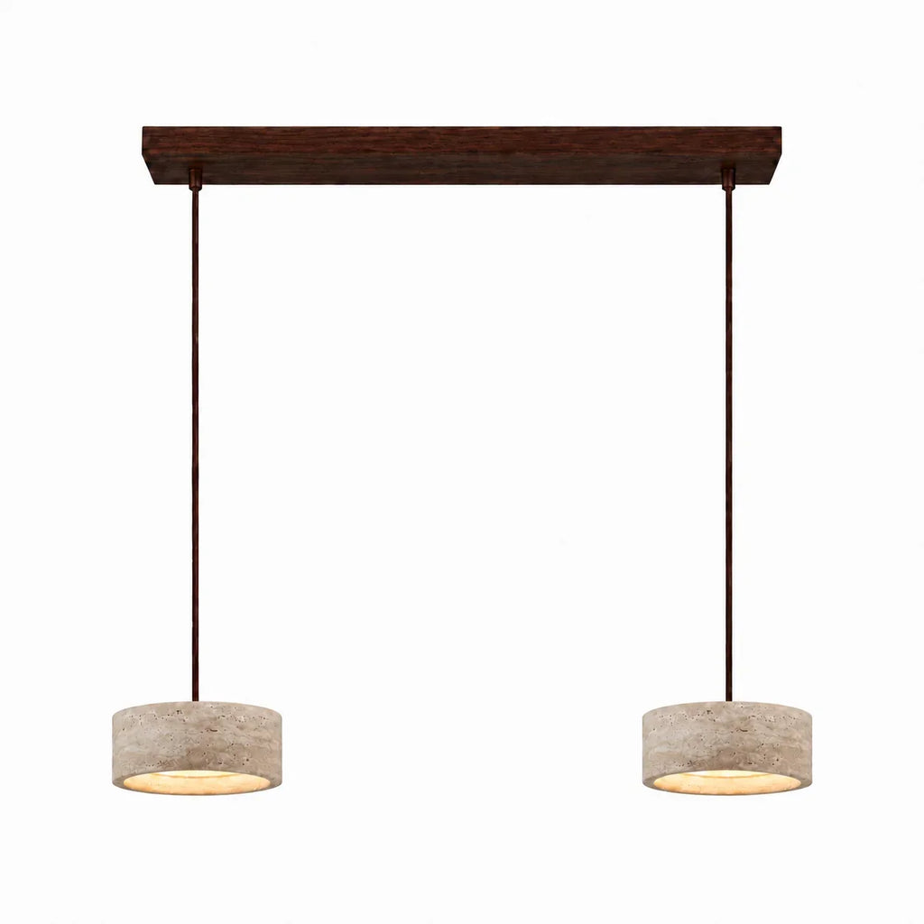Lampă suspendată din travertin, crem vintage, din piatră naturală, în stil Wabi-Sabi, pentru sufragerie și dormitor – Lamylie