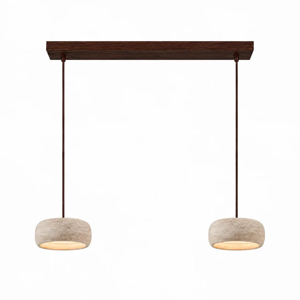 Lampă suspendată din travertin, crem vintage, din piatră naturală, în stil Wabi-Sabi, pentru sufragerie și dormitor – Lamylie
