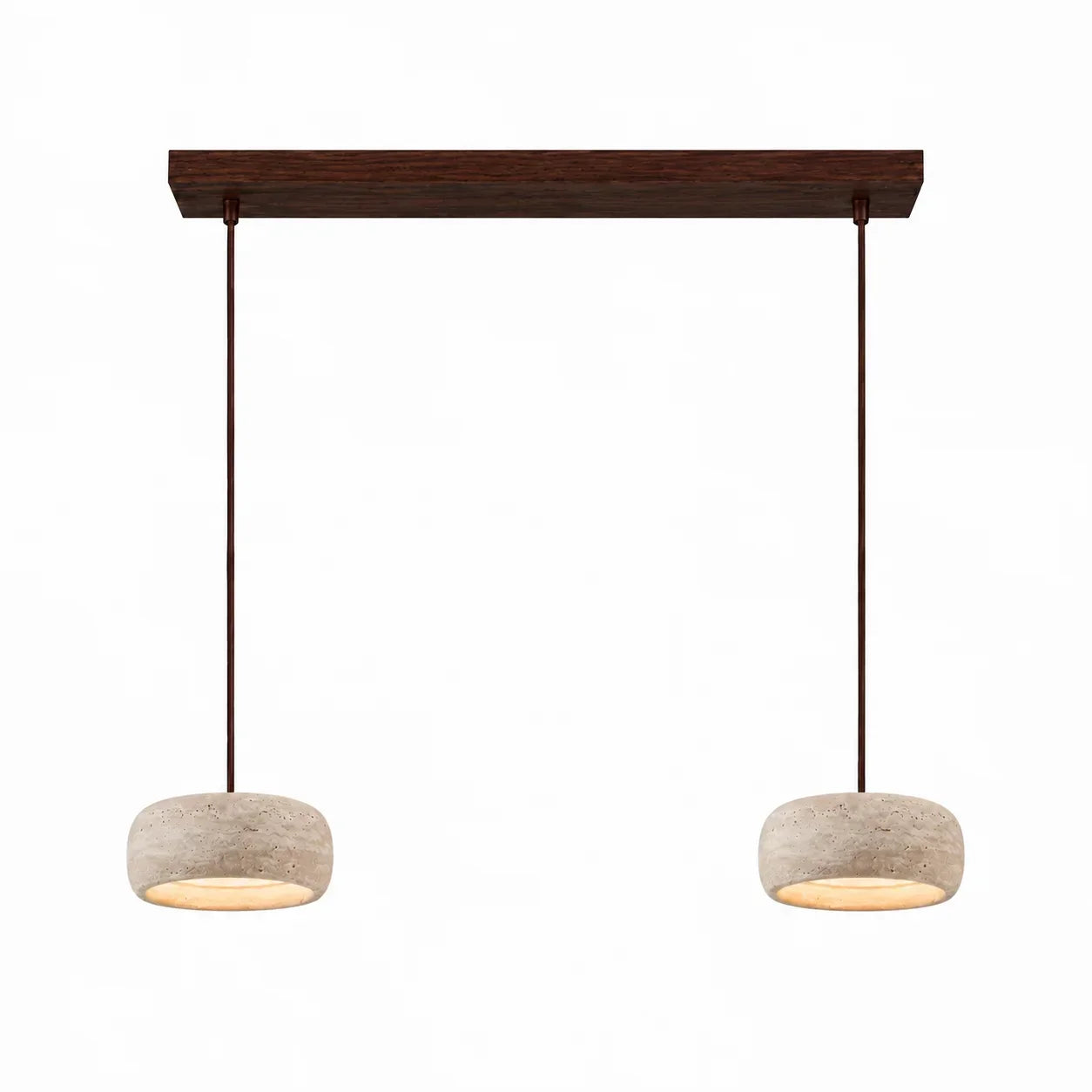 Lampă suspendată din travertin, crem vintage, din piatră naturală, în stil Wabi-Sabi, pentru sufragerie și dormitor – Lamylie