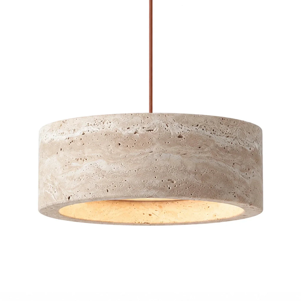 Lampă suspendată din travertin, crem vintage, din piatră naturală, în stil Wabi-Sabi, pentru sufragerie și dormitor – Lamylie