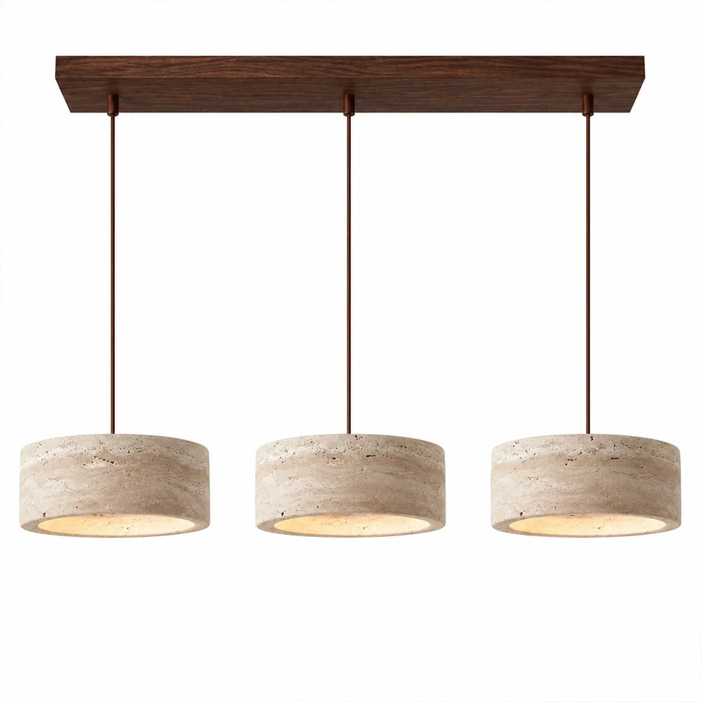 Lampă suspendată din travertin, crem vintage, din piatră naturală, în stil Wabi-Sabi, pentru sufragerie și dormitor – Lamylie