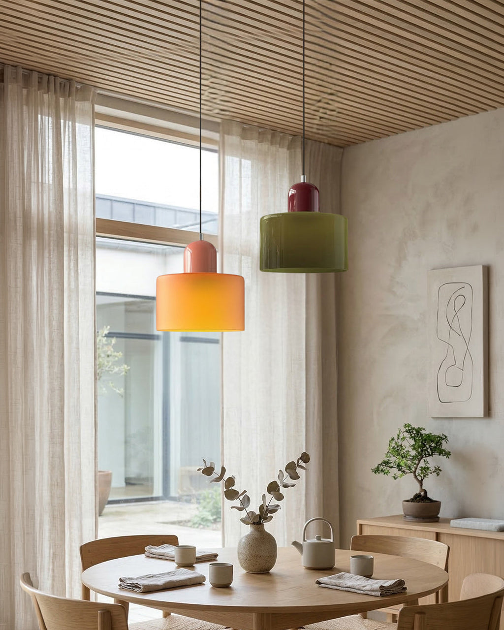 KORA Glass Pendant Lamp | Bauhaus Design Geometric Light | Adjustable | E27 | Scandinavian Interior Lighting - Lamylie