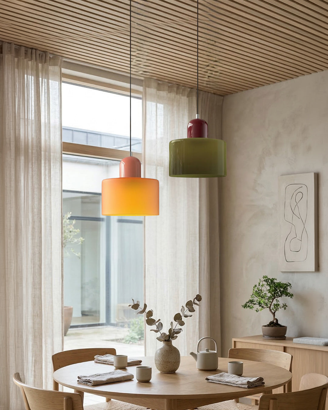 KORA Glass Pendant Lamp | Bauhaus Design Geometric Light | Adjustable | E27 | Scandinavian Interior Lighting - Lamylie