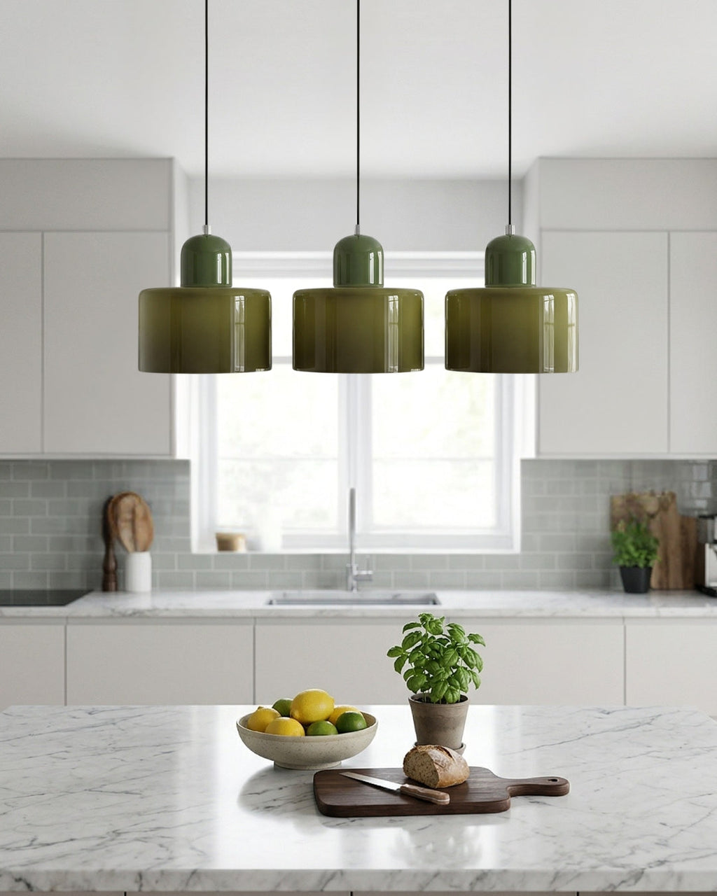 KORA Glass Pendant Lamp | Bauhaus Design Geometric Light | Adjustable | E27 | Scandinavian Interior Lighting - Lamylie