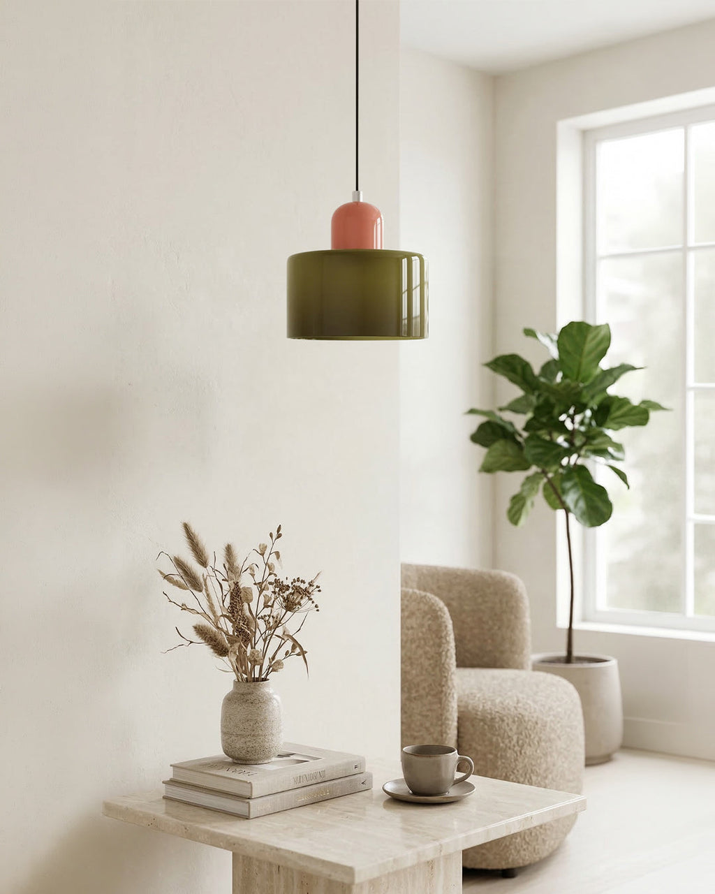 KORA Glass Pendant Lamp | Bauhaus Design Geometric Light | Adjustable | E27 | Scandinavian Interior Lighting - Lamylie